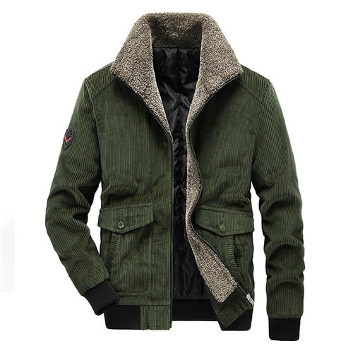 Men Bomber Jacket Parka Coat Men Winter Thick Warm Corduroy Military Coat Men Fur Collar Army Tactics Jacket Men