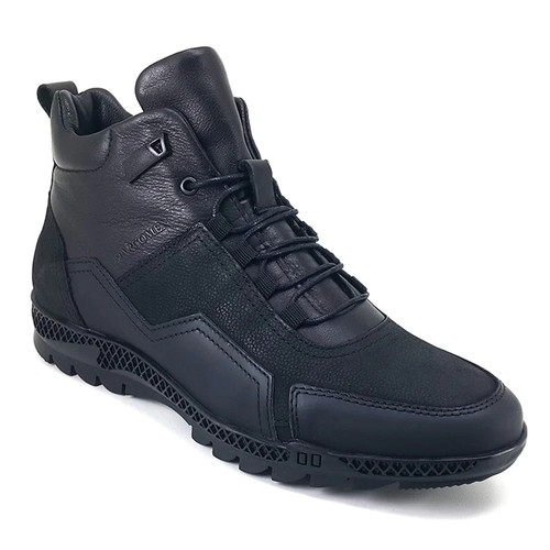 Men's Black Genuine Leather Rubber Sole Men's Boots