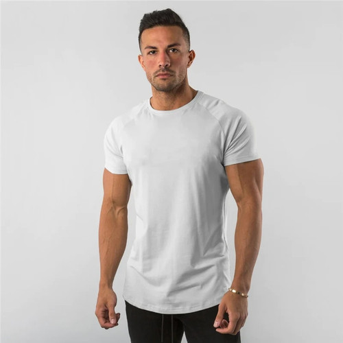 New Summer Sportswear Mens O-neck T Shirts Men's Tops Cotton Fitness T-shirt Gym Short Sleeve Bodybuilding Tshirt