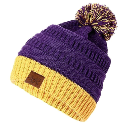 New Women's Winter Hat Slouchy Knitted Hats Two-color Knit Beanie Hat