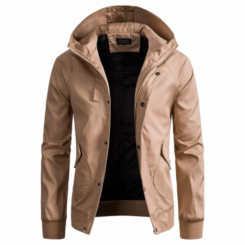 men jacket 100% cotton hooded jacket men Casual Solid color men windbreaker spring/autumn jacket men