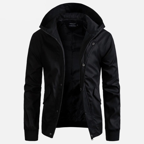 men jacket 100% cotton hooded jacket men Casual Solid color men windbreaker spring/autumn jacket men