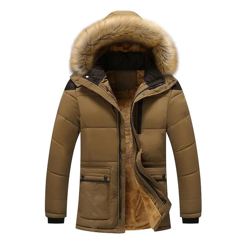 New Men Parkas Warm Winter Jacket Man Fleece Thick Hooded Fur Collar Winter Coats Windbreak Outwear