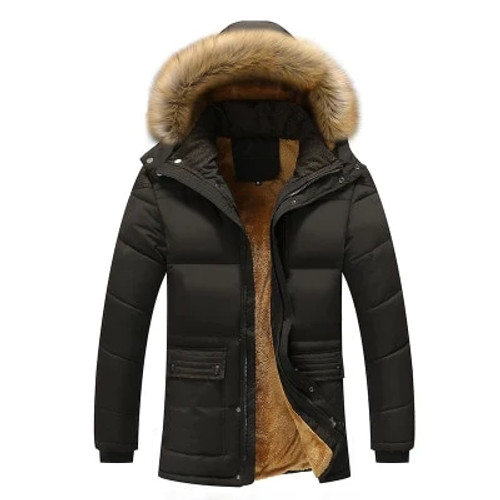 New Men Parkas Warm Winter Jacket Man Fleece Thick Hooded Fur Collar Winter Coats Windbreak Outwear