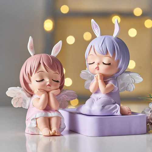 Cute Angel Baby Figurines Fairy Garden Miniatures Resin Ornaments Girl Elf Statue Home Decoration Room Décor Kids Birthday Gifts