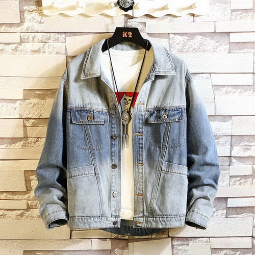Autumn Spring Denim Jeans Jacket Men Stand Collar Casual Clothes