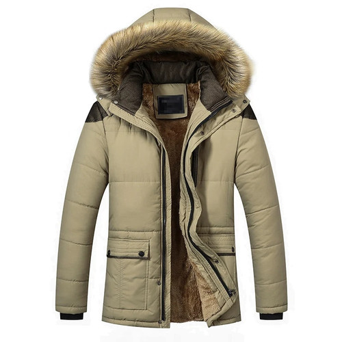 Winter Parka Men Thick Warm Jacket with Fur Hat Parka hombre homme Casual Coat Men Quilted Windproof Coat