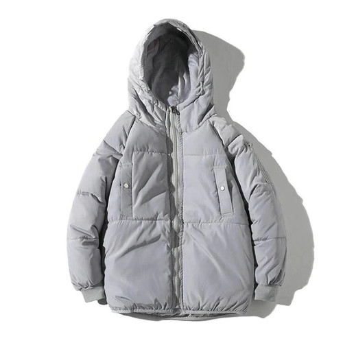 Winter Solid Color Parka Men Thick Hooded Jacket New Warm Harajuku Coat Male Casual Zipper Jackets Windproof Outwear