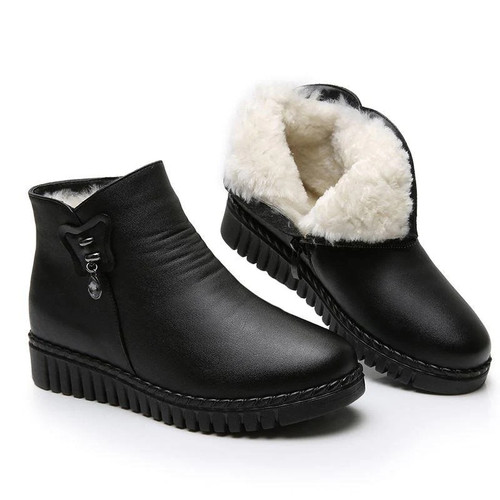 Women Snow Boots Winter Flat Heels Ankle Boots Women Warm Platform Shoes Leather Thick Fur Booties