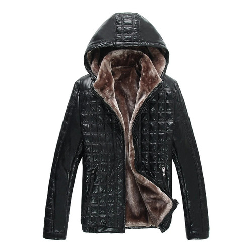 Winter Casual Men leather jacket Men Fur Clothing Hooded Thicken Sheepskin Leather Jackets