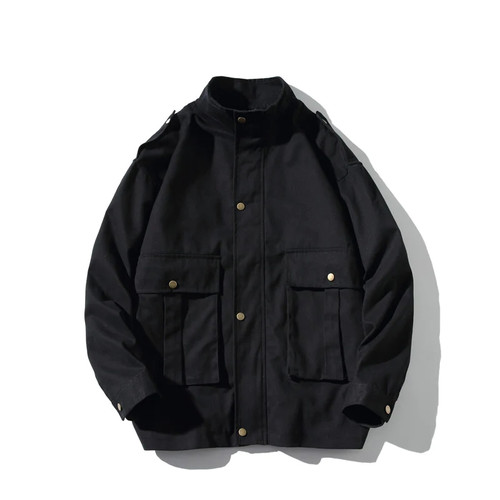 Men Streetwear Multi-Pocket Cargo Jacket Autumn Mens Cotton Jacket Casual Overalls Male Jacket