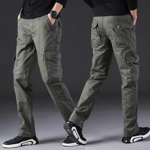 New men cargo pants mens Loose fit army tactical pants Multi-pocket trousers straight cut Male Military Overalls