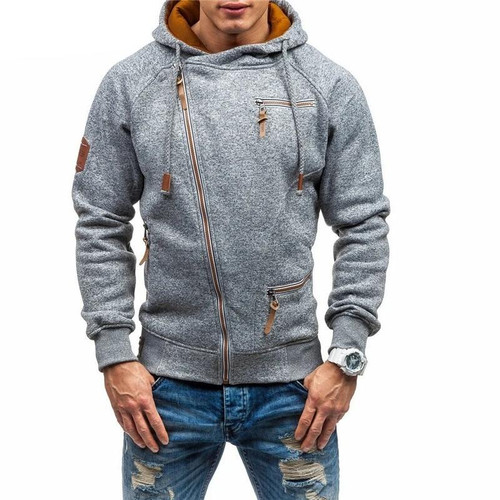 Hoodies Men Autumn Casual Solid Zipper Long Sleeve Hoodie Sweatshirt Top Outwear
