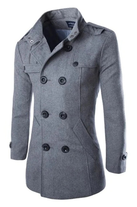 Autumn men dust coat woolen overcoat slim fit outwear