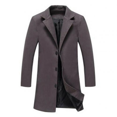Autumn Winter Men's woolen Coats Solid Color Single Breasted Lapel Long Coat Jacket Casual Overcoat