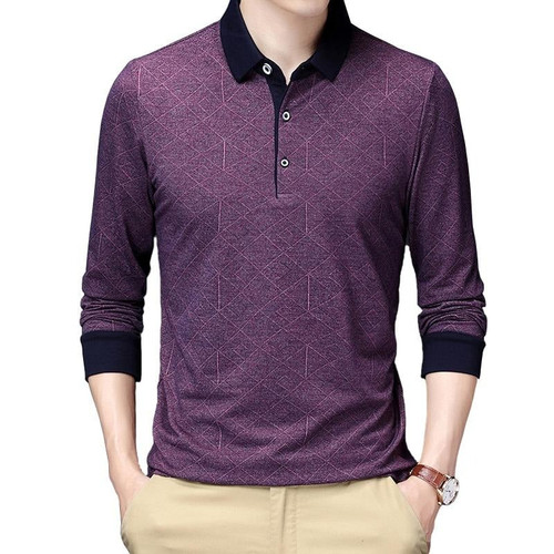 New Spring Polo Shirts Men Solid Color Long Sleeve Slim Fit Boys Casual Tops Tees Men Clothing