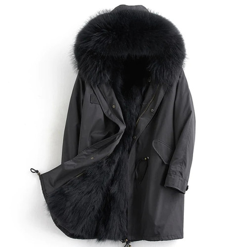 Parka Real Fur Men Clothes Winter Luxury Jacket Men Long Coat Racoon Fur Coats Parkas Winter