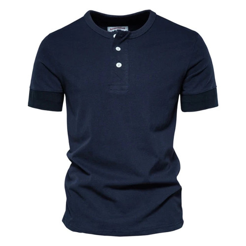 Casual 100% Cotton Polo Shirts Men Button Up Solid Color Simple T Shirt for Men New Summer Business Mens T Shirt