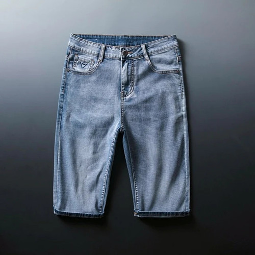 Summer New Men's Slim Fit Short Jeans Fashion Cotton Stretch Vintage Denim Shorts Grey Blue Short Pants Male Brand Clothes