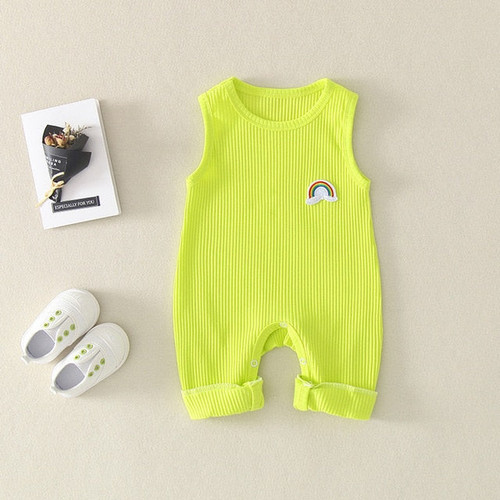 New Arrival Summer Baby Boy and  Girl Solid Knitted Sleeveless Jumpsuit One Pieces Baby Clothes