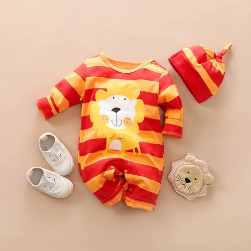 Baby Lion Sunshine Style Long-sleeve Jumpsuit and a Hat for Baby Boy Body Suits Clothes