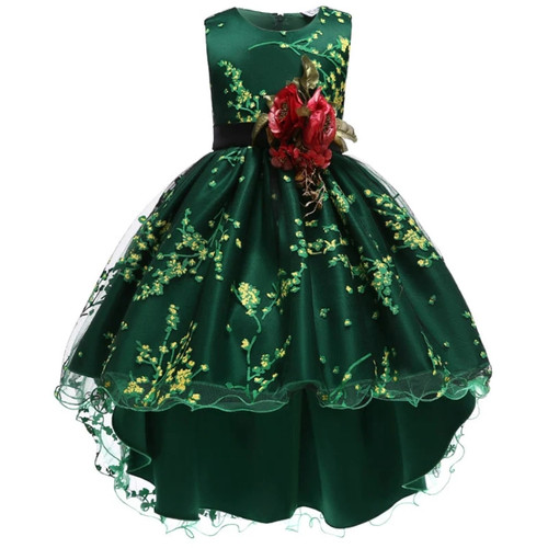 Baby Girls Flower Princess Ball Gown Party Tutu Trailing Dress For Brithday Wedding Kids Christmas Dresses Children Clothing