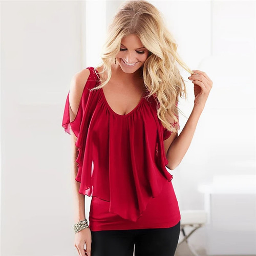 T-Shirts V-Neck Casual Summer Solid Plus Size 3XL Pullover Short Shirts Women Tees Clothing