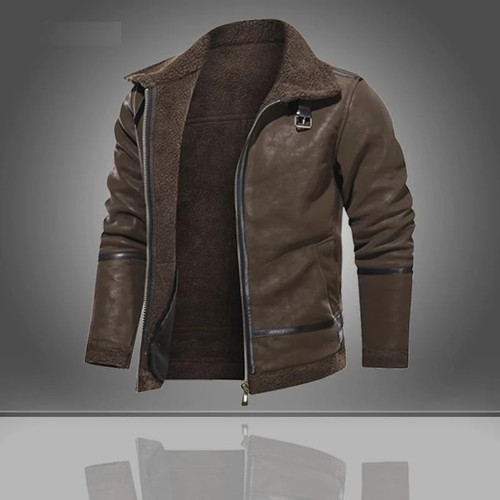 Winter Mens Jackets Coats Retro Suede Leather Jacket Men Motorcycle Jacket Wool Lined Warm Coat Thick Overcoat Noble