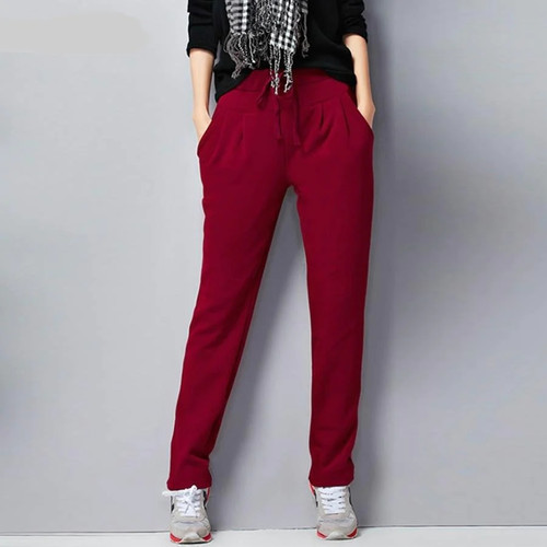 Women Harem Pants Women Casual High Waist Loose Plus Size Pants Trousers Red Black Blue Gray