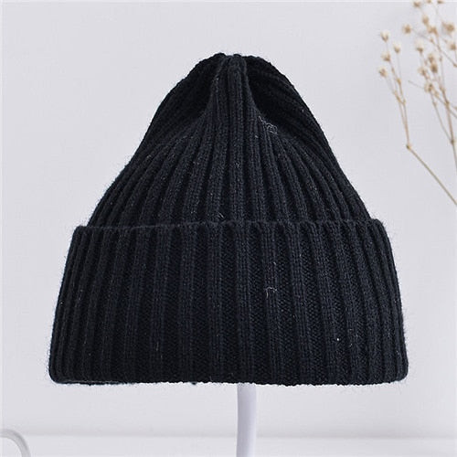 6 Months To 4 Years Baby Kids Winter Warm Ribbed Knitted Beanie Hat The New Sweet Solid Candy Color Toddlers Windproof Cap