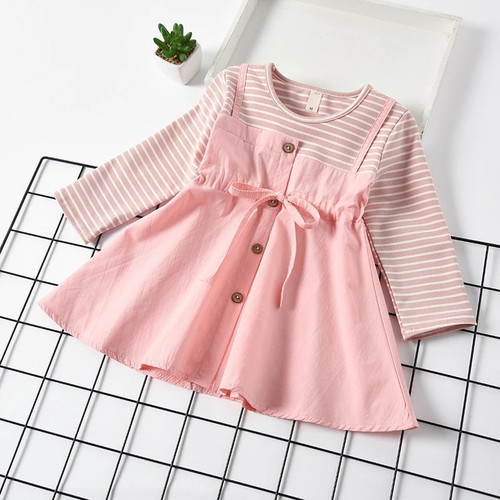 Fall Baby Girls Dress for Newborn Casual Stripe Cotton Long Sleeve Dress Toddler Girl Clothes Infant Clothing