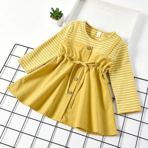 Fall Baby Girls Dress for Newborn Casual Stripe Cotton Long Sleeve Dress Toddler Girl Clothes Infant Clothing