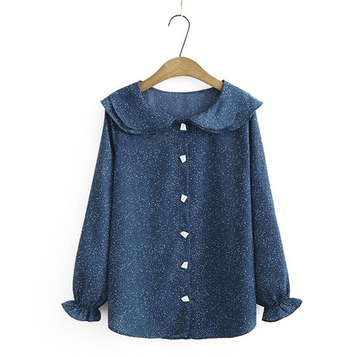 Women's Long Sleeve Blouse Plus Size Shirt Casual Chiffon Blouse Chemise