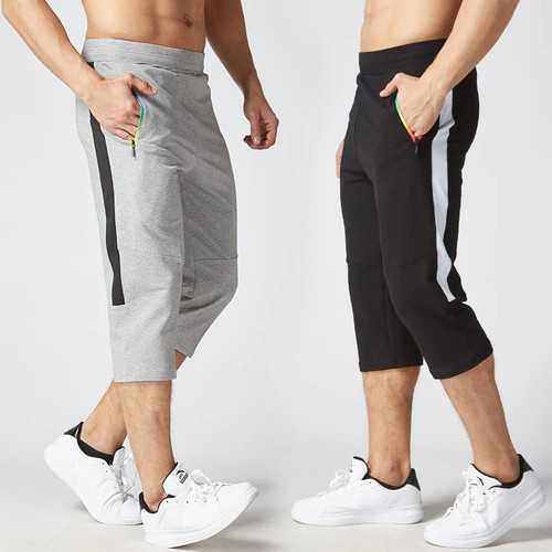 Men Running Pants Sport Loose Basketball Gym Trousers Bodybuilding Jogging Fitness Football Soccer Sweatpants Pockets Zipper