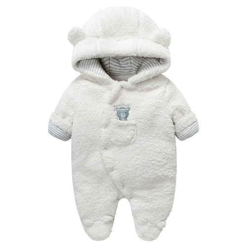 New born Baby Clothes Fleece Hooded Baby Girl Boys Romper Toddler Warm Autum Jumpsuit Infant Outwear For 0-24M