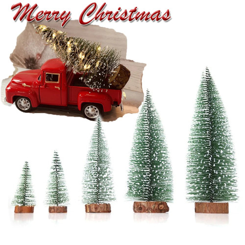 1PC Mini Christmas Tree Small Choinka Wooden Snow Pine Base Tree Desktop Table Ornaments Navidad Xmas Decor New Year 2022 Natal
