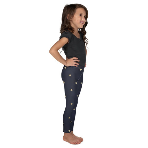 Kids Navy Gold Tiny Heart Leggings