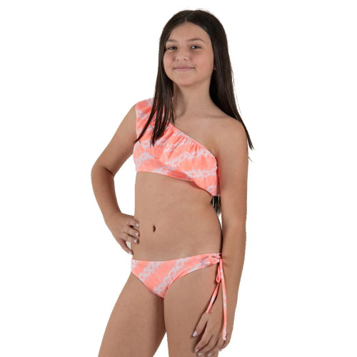 Orange Tie Dye - One Shoulder Bikini - Kids Swimwear