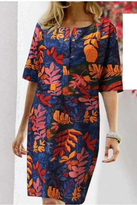 Summer Women Dress Fashion Casual Floral Print O-neck Half Sleeve Vintage Lady Dresses Elegant Office Party Dress For Femme 2022