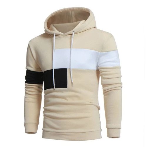 Men Patchwork Hooded Sweatshirt Casual Loose Fleece Warm Hip Hop Streetwear Fleece Pullovers Hoodies Male Tops