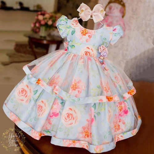 6M-5Y Lace Flower Newborn Infant Toddler Baby Kid Girl Dress Princess Tutu Party Wedding Birthday Dresses For Girls Costumes
