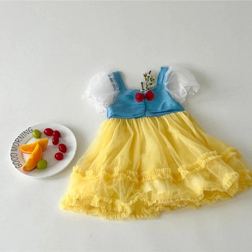 Summer Girls Clothes Girls Children Bowknot Tulle Dresses Baby Princess Dress Kids Patchwork Ball Gown Party Dresses