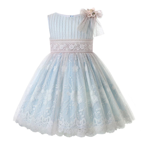 New Spring Dresses For Children Kids Girls Blue Lace Party Holiday Dresses Size Toddler Clothes