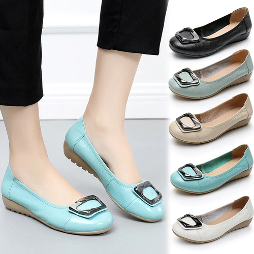 Women Flat Shoes Genuine Leather Ballet Flat Shoes Casual Shallow No Lace Ballerina Flat Shoes Women
