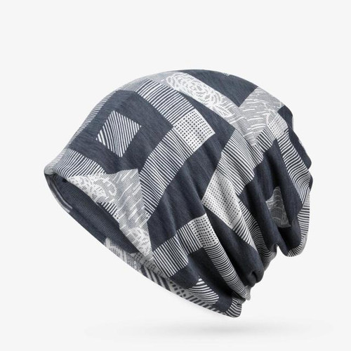 New Spring Summer Men Women Slouchy Beanie Geometric Pattern Hat Knitted Cap Female Male Turban Hat Bone