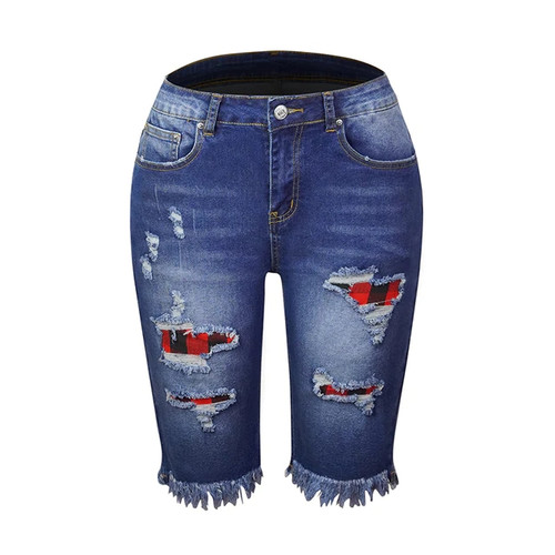 New Cycling Denim Shorts Woman Tassel Tight Five-Point Shorts Washed Sexy Female Summer Thin Short Jeans