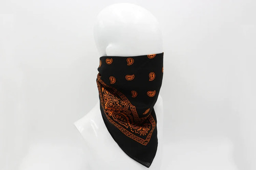 Black With Orange Paisley Cotton Bandanas Men Hiphop Headband Headscarf Women Neckerchief Headwear Handkerchief