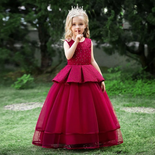 girl elegant birthday party clothes New Lace princess dress High quality for girls spring wedding dress For girls 4-14 years old