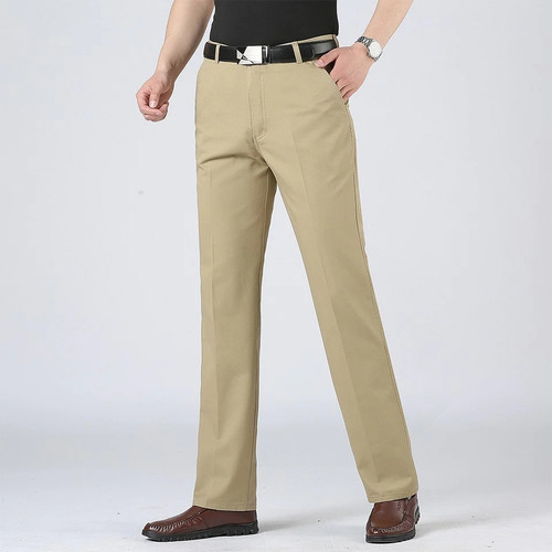 Men Spring Summer New Business Casual Pants Men Washed Cotton Solid Soft Trousers Pants Men Clothing