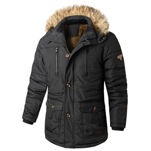 Men Winter Thicken Warm Jacket Windproof Fashion Casual Coat Men Windbreaker Hooded Fur Collar Men Jackets